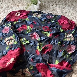 Women's Floral Lightweight slavic, head Scarf - Navy & Magenta